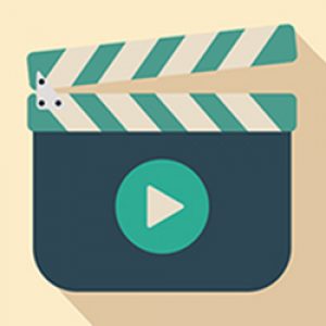 Movie clapper board icon with shadow, illustraion